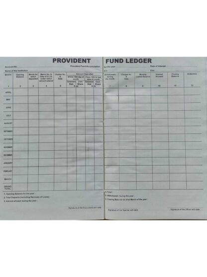 Provident Fund Ledger 12 Column Register | B B Kundu Enterprise