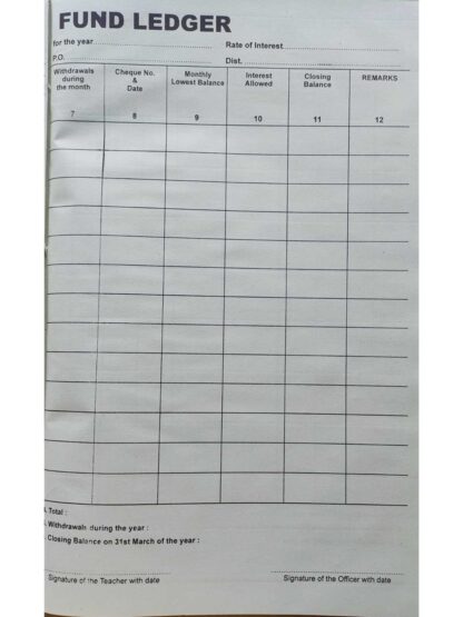 Provident Fund Ledger 12 Column Register | B B Kundu Enterprise