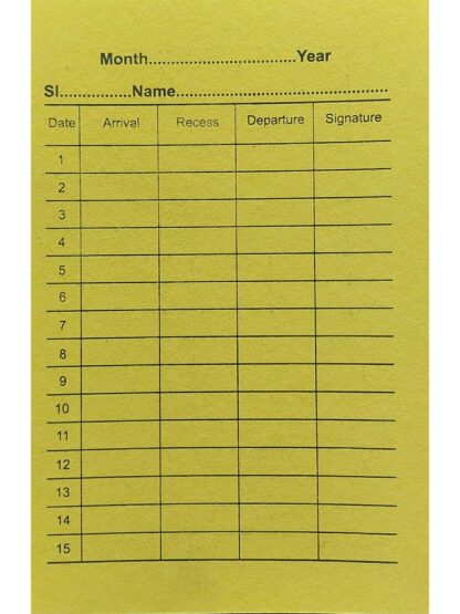 Monthly Muster Attendance Card | Bharat Stationers